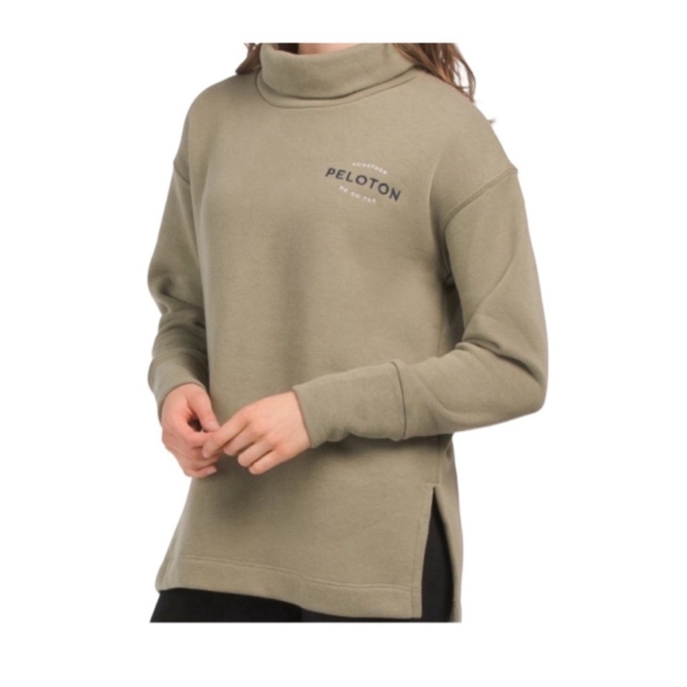 Peloton Together We Go Far Funnel Neck Pullover Green Sweatshirt size M‎